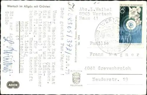 Ak Wertach im Allgäu, Panorama, Grünten