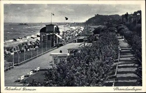 Ak Ostseebad Bansin auf Usedom, Strandanlagen
