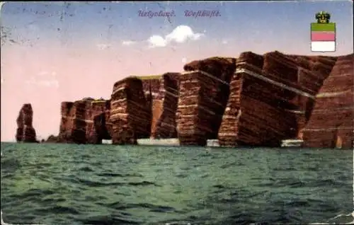 Ak Nordseeinsel Helgoland, Westküste, Wappen