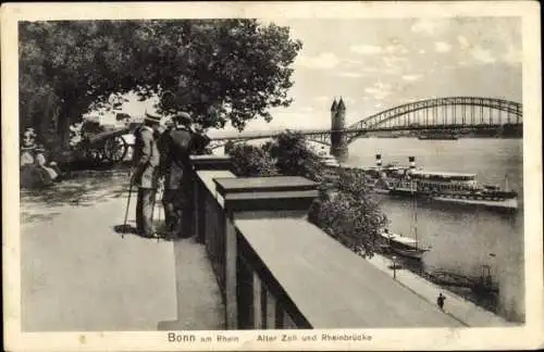 Ak Bonn am Rhein, Alter Zoll, Rheinbrücke