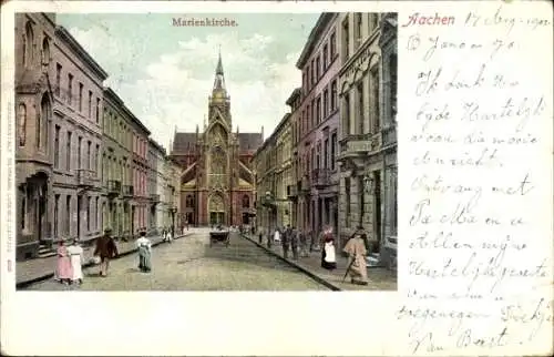 Ak Aachen in Nordrhein Westfalen, Marienkirche, Straßenpartie