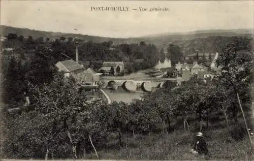 Ak Pont d'Ouilly Calvados, Vue generale