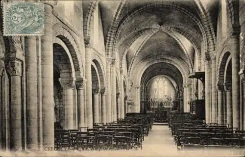 Ak Creully sur Seulles Calvados, Eglise, Interieur