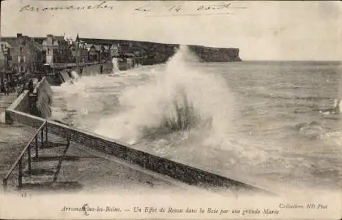 Ak Arromanches Calvados, Un Effet de Ressac dans la Baie par une grande Marie