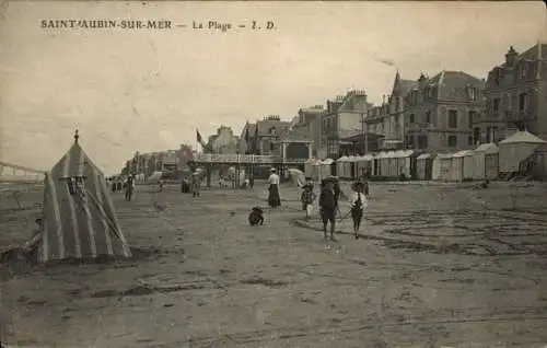 Ak Saint Aubin sur Mer Calvados, Strand