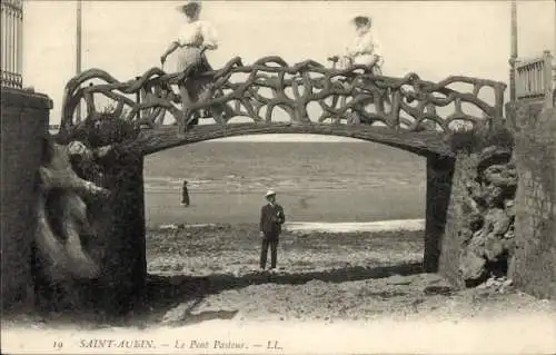 Ak Saint Aubin sur Mer Calvados, Pont Pasteur