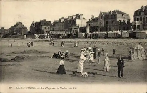 Ak Saint Aubin sur Mer Calvados, Strand, Casino