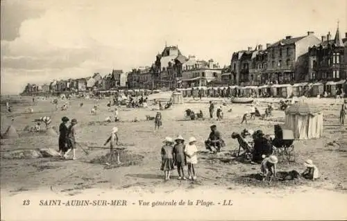 Ak Saint Aubin sur Mer Calvados, Strand