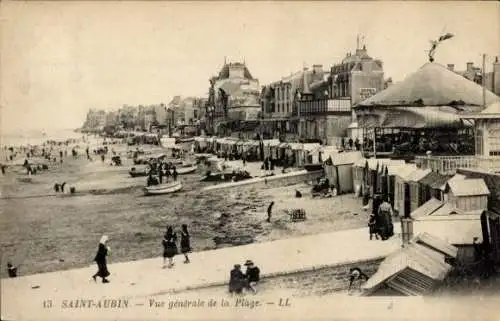 Ak Saint Aubin sur Mer Calvados, Strand