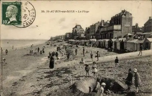 Ak Saint Aubin sur Mer Calvados, Strand