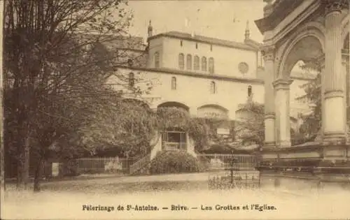 Ak Brive la Gaillarde Corrèze, Grottes, Kirche