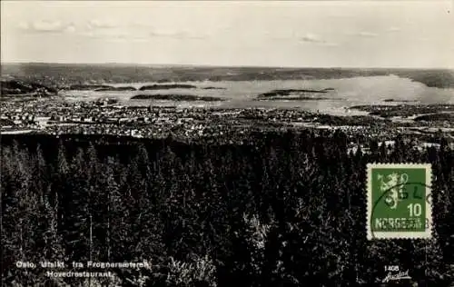 Ak Oslo Norwegen, Panorama, Blick von Frognerseteren