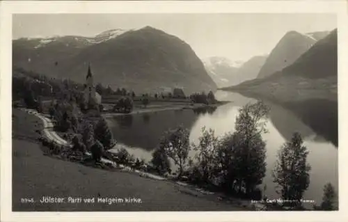 Ak Jølster Norwegen, Teilansicht, Helgeim Kirche