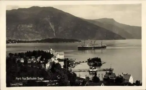 Ak Balholm Sogn Norwegen, Teilansicht, Schiff