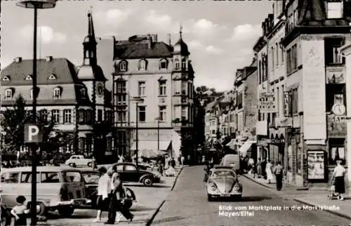 Ak Mayen in der Eifel, Markplatz, Marktstraße, VW Käfer, Hotel Gasthof Zum roten Ochsen