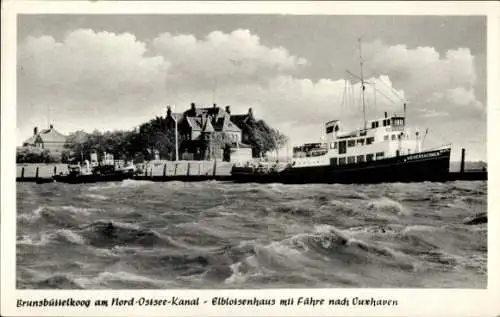 Ak Brunsbüttelkoog Brunsbüttel in Dithmarschen, Elblotsenhaus, Fähre nach Cuxhaven