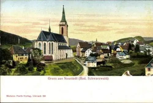 Ak Titisee Neustadt Bad. Schwarzwald, Gesamtansicht des Ortes, Kirche