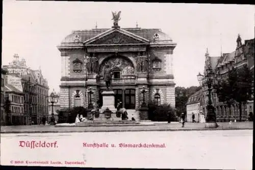 Ak Düsseldorf am Rhein, Kunsthalle, Bismarckdenkmal