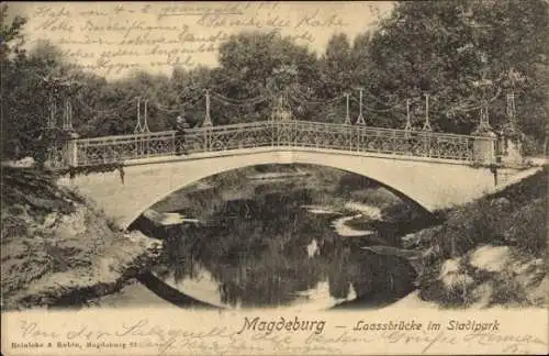 Ak Magdeburg an der Elbe, Laassbrücke im Stadtpark