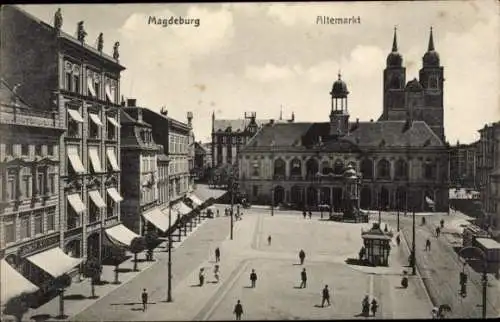 Ak Magdeburg an der Elbe, Altmarkt, Rathaus, Kirche, Denkmal