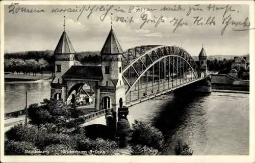 Ak Magdeburg an der Elbe, Hindenburg-Brücke