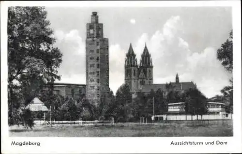 Ak Magdeburg an der Elbe, Aussichtsturm und Dom