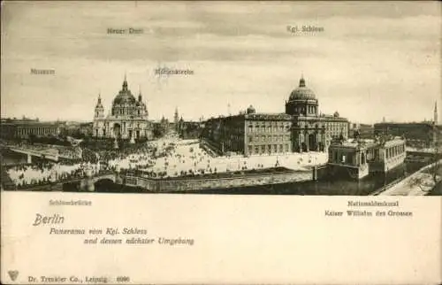 Ak Berlin Mitte, Panorama vom Kgl. Schloss und Umgebung, Neuer Dom, Museum, Marienkirche