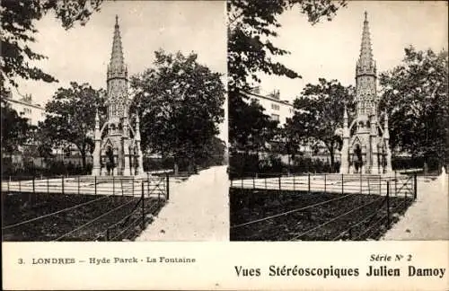 Stereo Ak London England, Hyde Park, Fountain