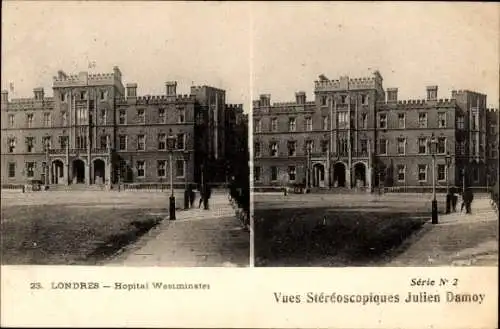 Stereo Ak London England, Westminster Krankenhaus