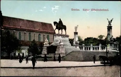 Ak Wrocław Breslau Schlesien, Kaiser Wilhelm Denkmal