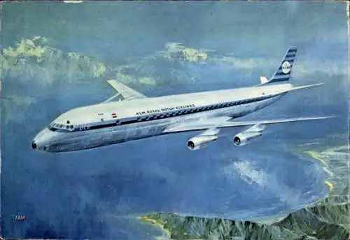 Künstler Ak Niederländisches Passagierflugzeug, Douglas DC 8 Intercontinental Jet, KLM