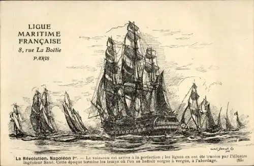 Künstler Ak Segelschiff, Napoleon I., Revolution