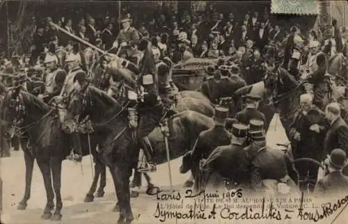 Ak König Alfons XIII. von Spanien, Besuch in Paris, Soldaten, Kutsche