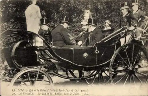 Ak König Viktor Emanuel III. von Italien, Staatsbesuch in Versailles 1903, Émile Loubet