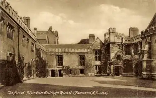 Ak Oxford Oxfordshire England, Merton College Quad