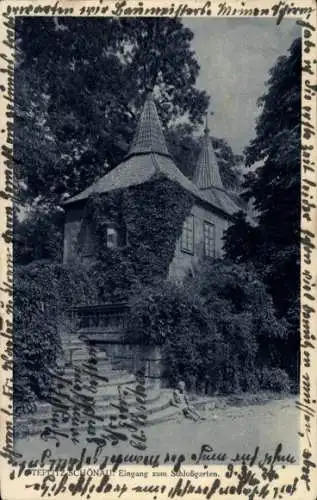 Ak Teplice Šanov Teplitz Schönau Region Aussig, Eingang zum Schlossgarten