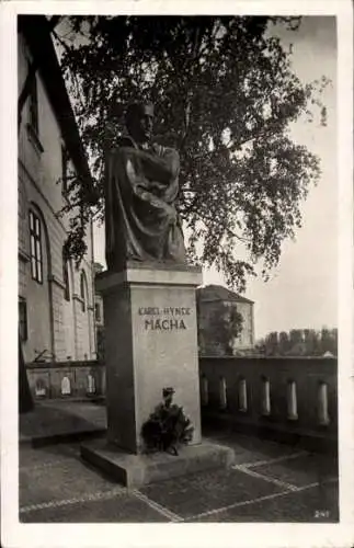 Ak Litoměřice Leitmeritz Region Aussig, Karel Hynek Macha Denkmal