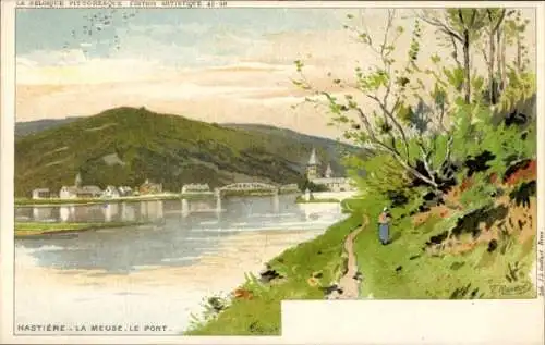 Künstler Litho Ranot, F., Hastière Wallonien Namur, Meuse, Brücke