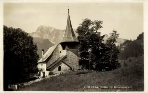 Ak Rossinière Kanton Waadt, Kirche