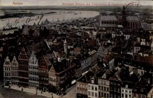 Ak Antwerpen Antwerpen Flandern, Ehemalige Firmenhäuser, Panorama