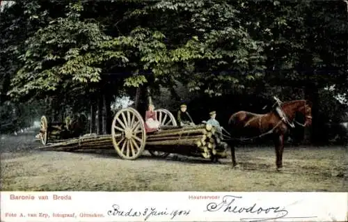 Ak Breda Nordbrabant Niederlande, Holztransport