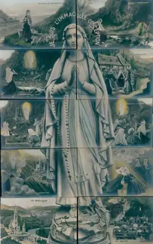 Set von 10 AK Puzzle "Je Suis L'immaculee Conception"