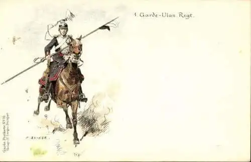 Set von 10 AK im Umschlag, Historische Künstler-Lithographien „Die alte Armee"  von Carl Becker 