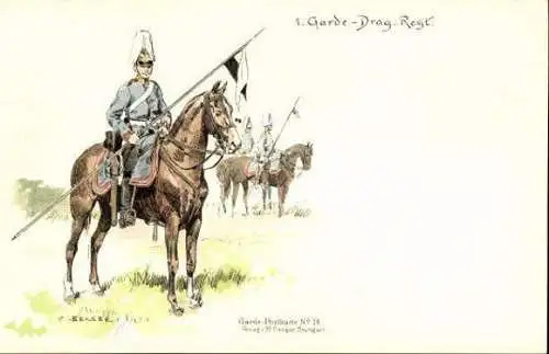 Set von 10 AK im Umschlag, Historische Künstler-Lithographien „Die alte Armee"  von Carl Becker 