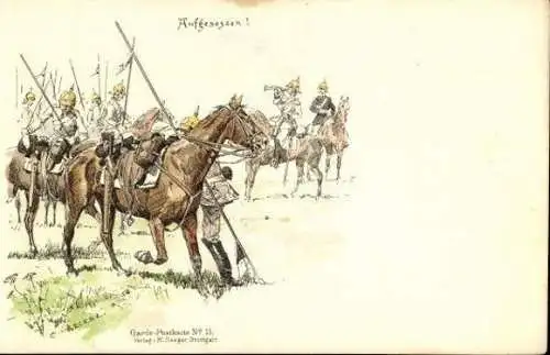 Set von 10 AK im Umschlag, Historische Künstler-Lithographien „Die alte Armee"  von Carl Becker 