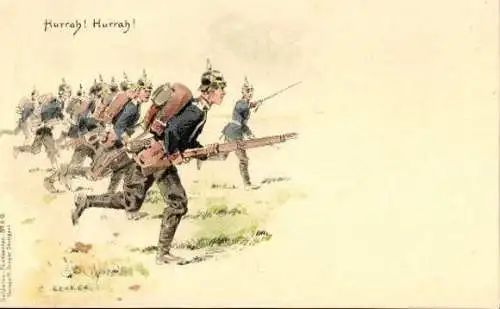 Set von 10 AK im Umschlag, Historische Künstler-Lithographien „Die alte Armee"  von Carl Becker 