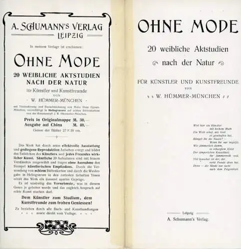 Jugendstil Album "OHNE MODE" 20 WEIBLICHE AKTSTUDIEN NACH DER NATUR IN HELIOGRAVURE FÜR KÜNSTLER