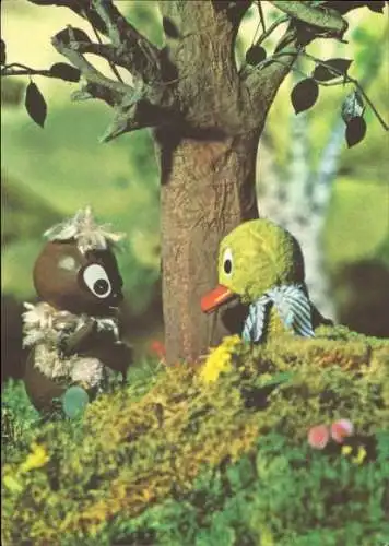 Ak Pittiplatsch und Schnatterinchen, Unser Sandmännchen, DDR Kinderfernsehen, 6916