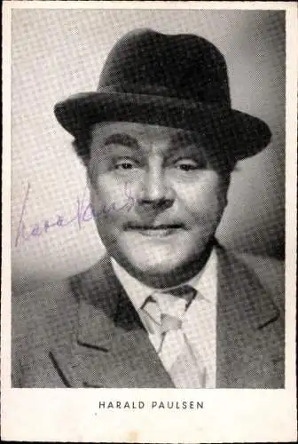 Ak Schauspieler Harald Paulsen, Portrait, Autogramm, Hut