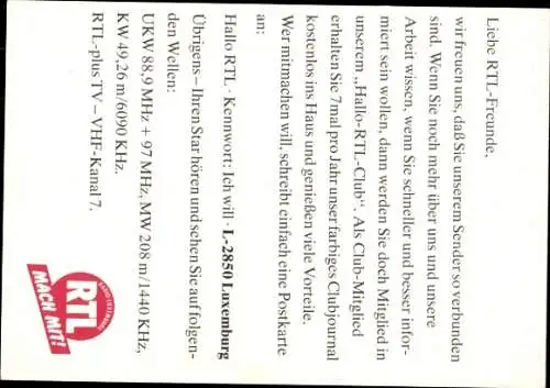 Ak Moderator Matthias Preuss, Radio Luxemburg, RTL, Portrait, Autogramm